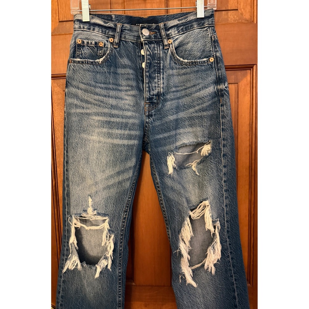 Aeropostale 90s Baggy Jeans Womens 2 Regular Distressed Destroyed Denim